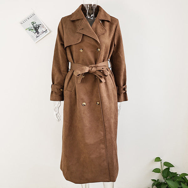 Beatrice Vintage Suede Belted Trench