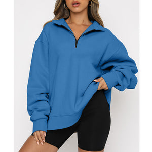 Harlow Zip-Collar Luxe Sweatshirt