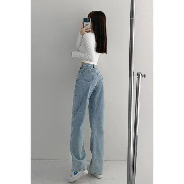 Windy High-waisted Jeans Look Thin And Straight