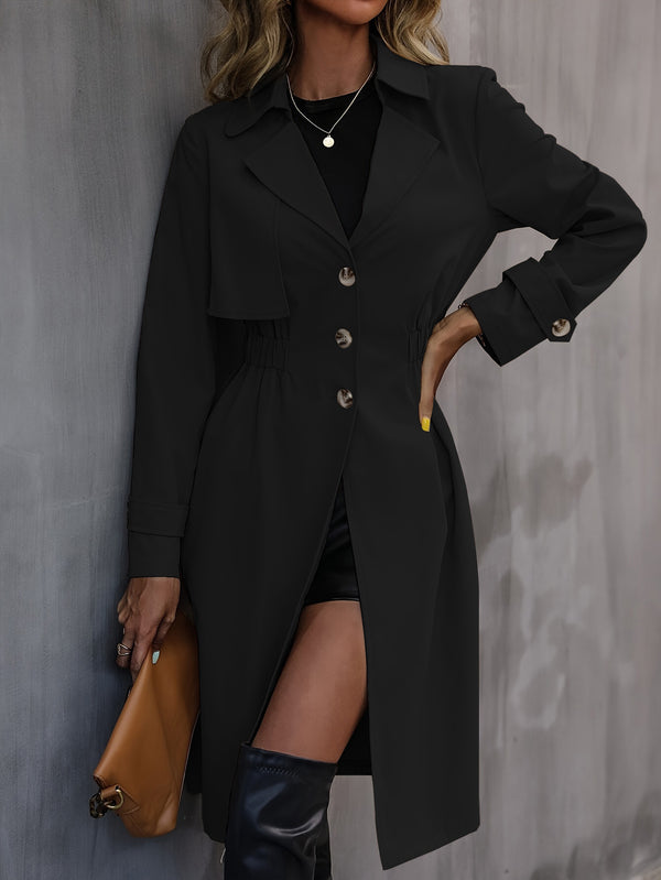 Long Waist Cotton Fashion Jacket Long Sleeve Trench