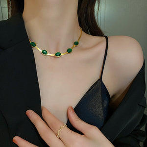 Seraphina Green Stone Boho Necklace