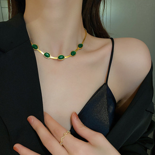 Seraphina Green Stone Boho Necklace