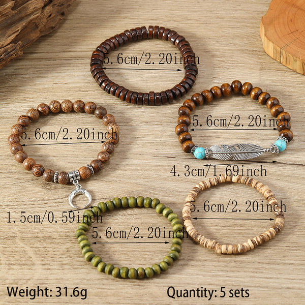 Luna Feather Crescent Bead Bracelet
