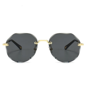 Vespera Polygonal Rimless Sunglasses