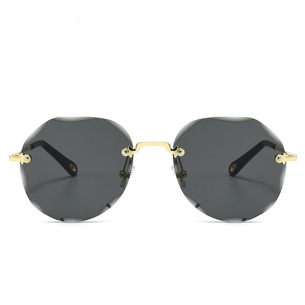 Vespera Polygonal Rimless Sunglasses