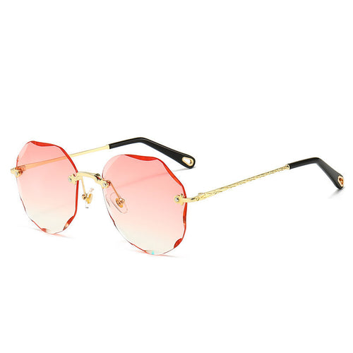Vespera Polygonal Rimless Sunglasses