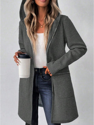 Women's Autumn Long Sleeve Hoodie Jacket, Drop Shoulder