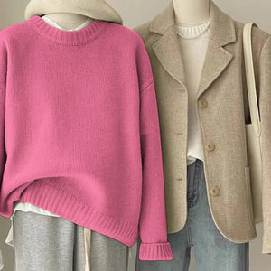 Retro Dark Green Sweater For Women Autumn And Winter Loose