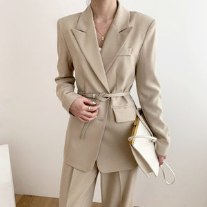Luxe French Belted Short Suit