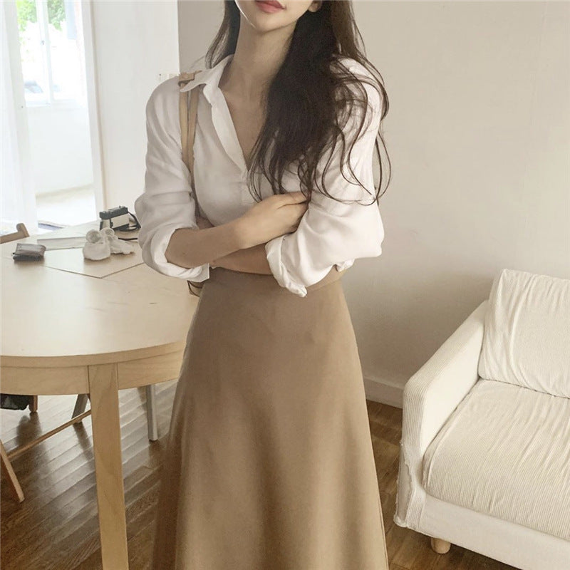 Minimalist Long Sleeve Skirt Suit