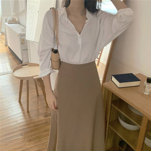 Minimalist Long Sleeve Skirt Suit