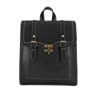College Style Autumn And Winter Retro Leather Backpack Women