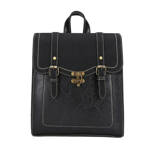 College Style Autumn And Winter Retro Leather Backpack Women