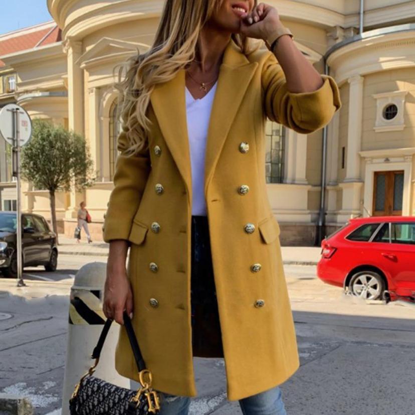 Elara Woolen Double-Breasted Trench