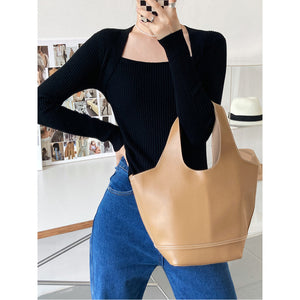 Autumn Long Sleeve Square Neck Knit For Women