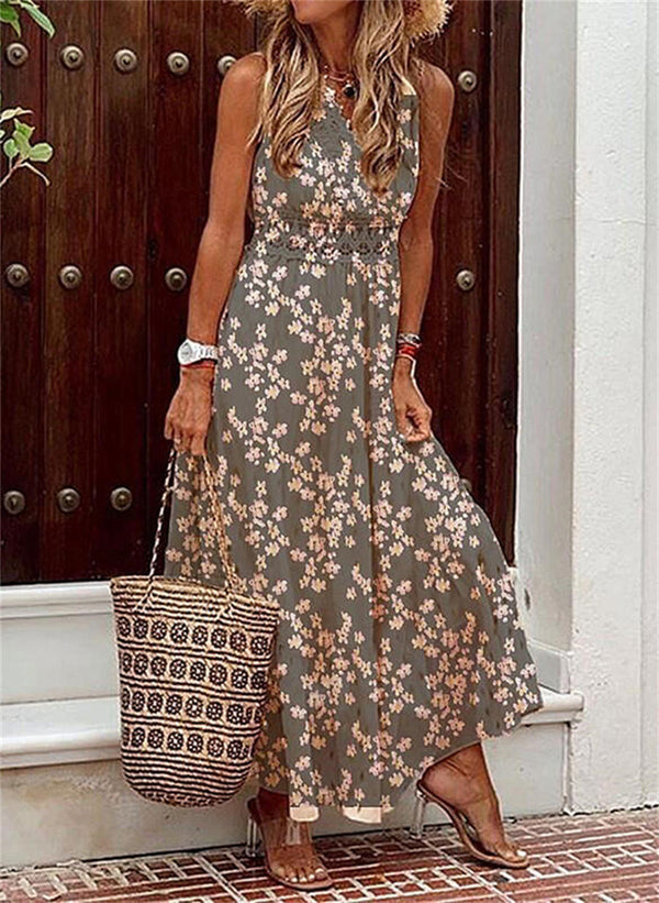 Bohemian Style Sleeveless Printed Dress