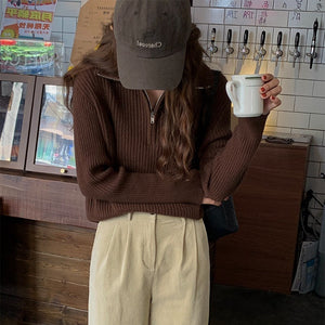 Autumn New Zipper Sweater Sweater For Women Loose Outer Wear
