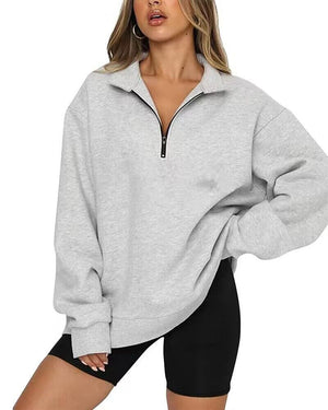 Harlow Zip-Collar Luxe Sweatshirt