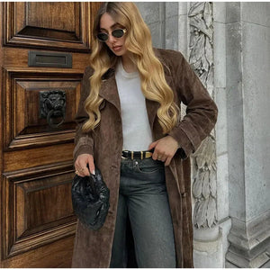 Beatrice Vintage Suede Belted Trench