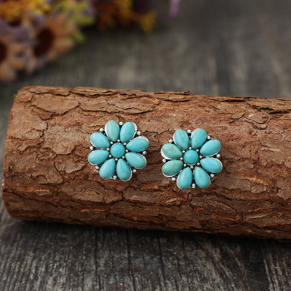 Ophelia Retro Turquoise Stud Earrings