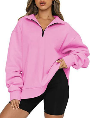 Harlow Zip-Collar Luxe Sweatshirt