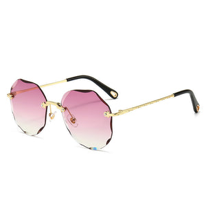 Vespera Polygonal Rimless Sunglasses