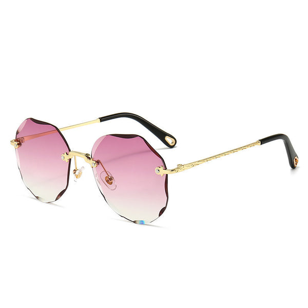 Vespera Polygonal Rimless Sunglasses