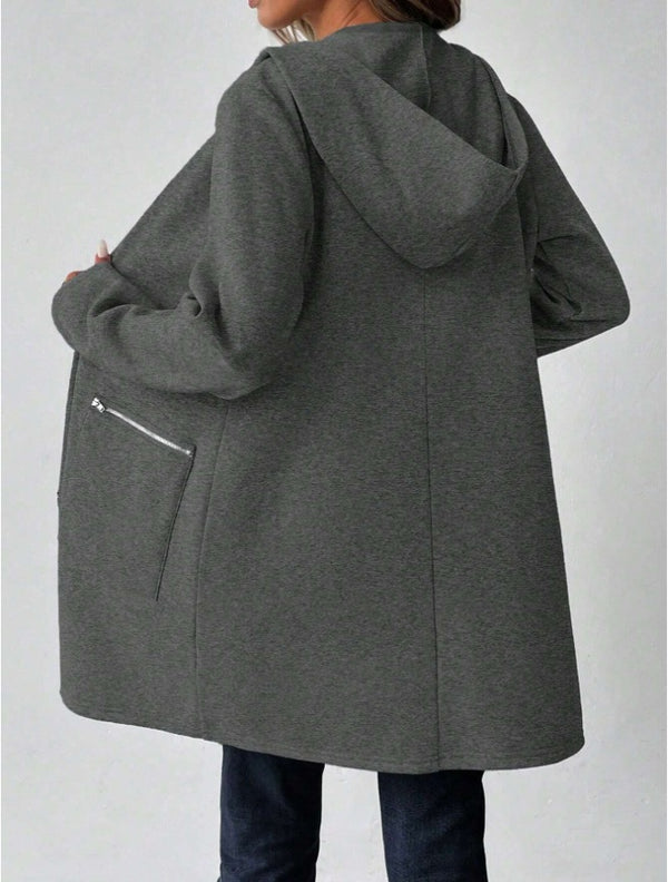 Women's Autumn Long Sleeve Hoodie Jacket, Drop Shoulder