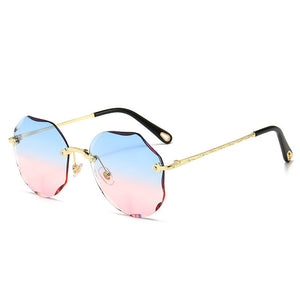 Vespera Polygonal Rimless Sunglasses