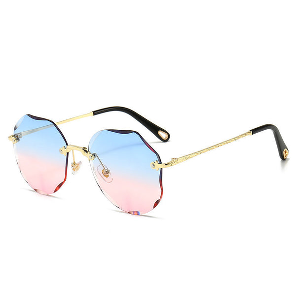 Vespera Polygonal Rimless Sunglasses