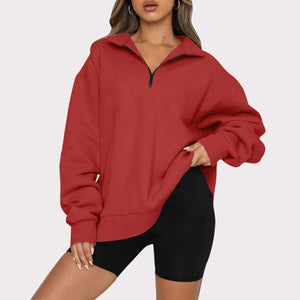 Harlow Zip-Collar Luxe Sweatshirt