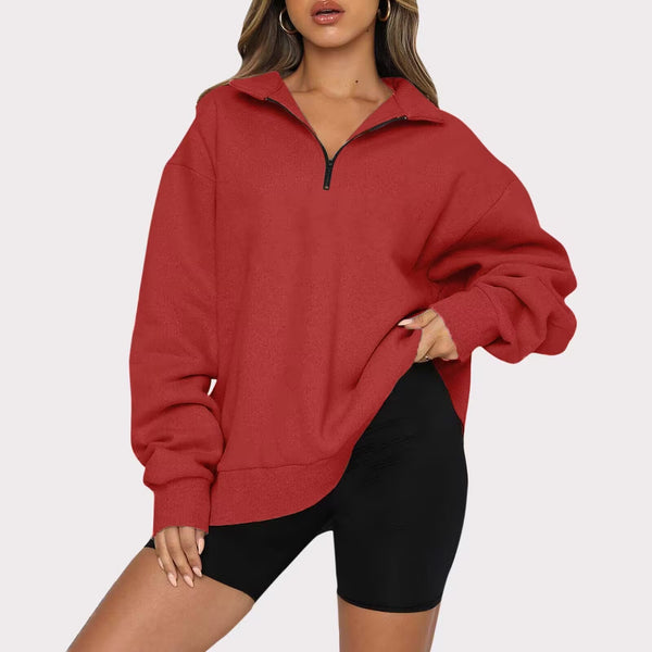 Harlow Zip-Collar Luxe Sweatshirt