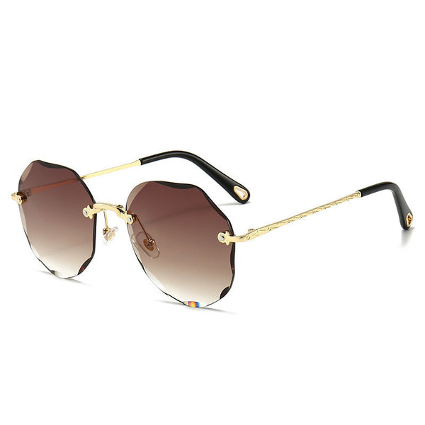 Vespera Polygonal Rimless Sunglasses