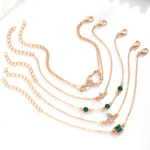 Celeste Green Crystal Heart Bracelet Set