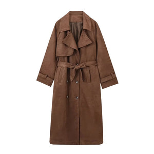 Beatrice Vintage Suede Belted Trench
