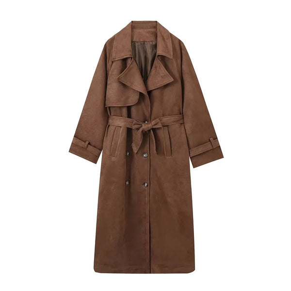 Beatrice Vintage Suede Belted Trench