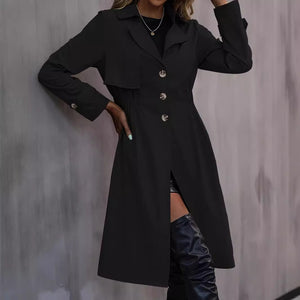 Long Waist Cotton Fashion Jacket Long Sleeve Trench