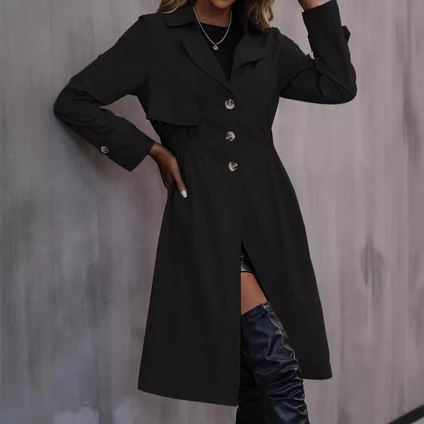Long Waist Cotton Fashion Jacket Long Sleeve Trench