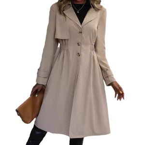 Long Waist Cotton Fashion Jacket Long Sleeve Trench