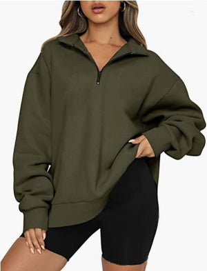 Harlow Zip-Collar Luxe Sweatshirt