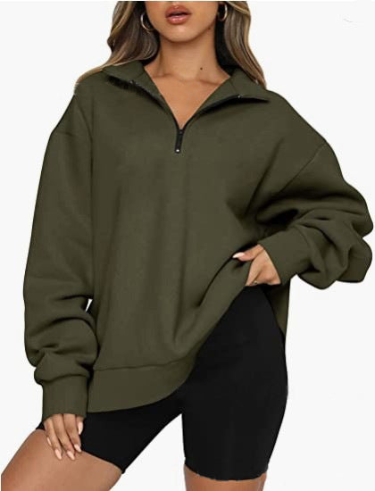 Harlow Zip-Collar Luxe Sweatshirt