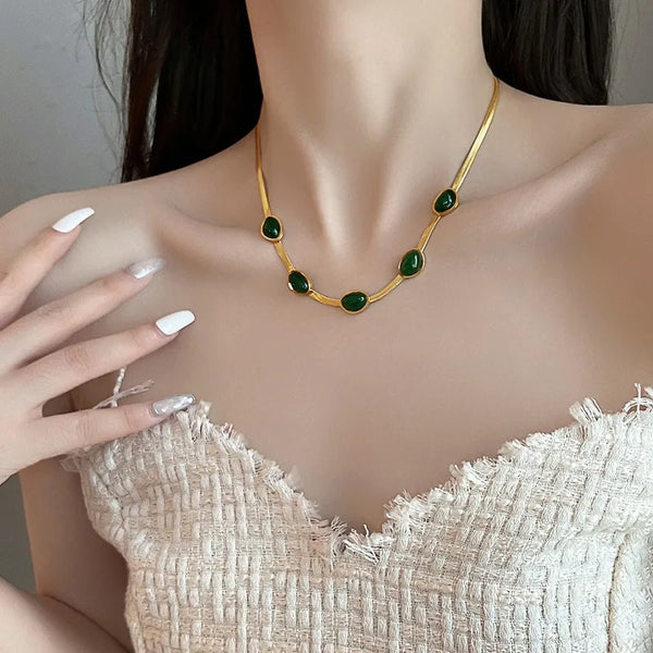 Seraphina Green Stone Boho Necklace
