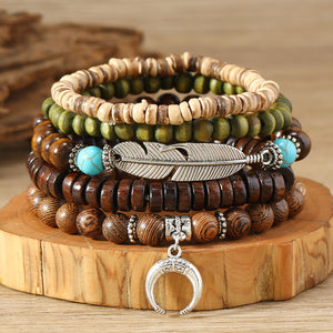 Luna Feather Crescent Bead Bracelet