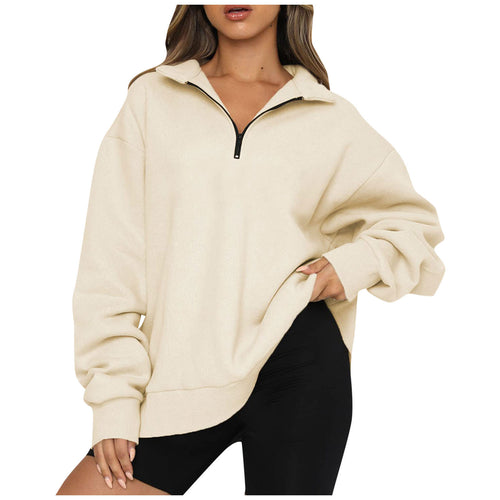 Harlow Zip-Collar Luxe Sweatshirt