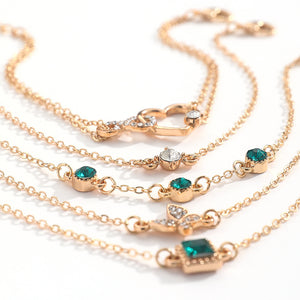 Celeste Green Crystal Heart Bracelet Set