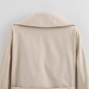 Simple All-matching Short Series Belt Long Sleeve Trench Coat Jacket