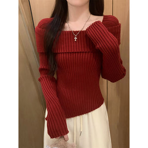 Irregular Off-shoulder Sweater For Women Autumn And Winter