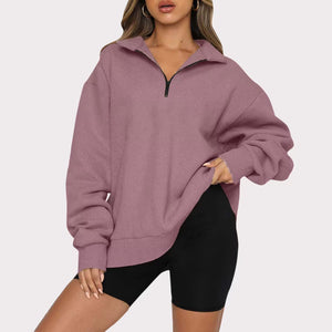 Harlow Zip-Collar Luxe Sweatshirt