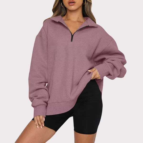 Harlow Zip-Collar Luxe Sweatshirt