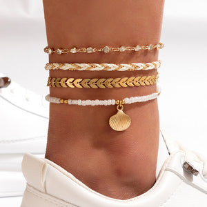 Raven Bohemian Beaded Anklet Set